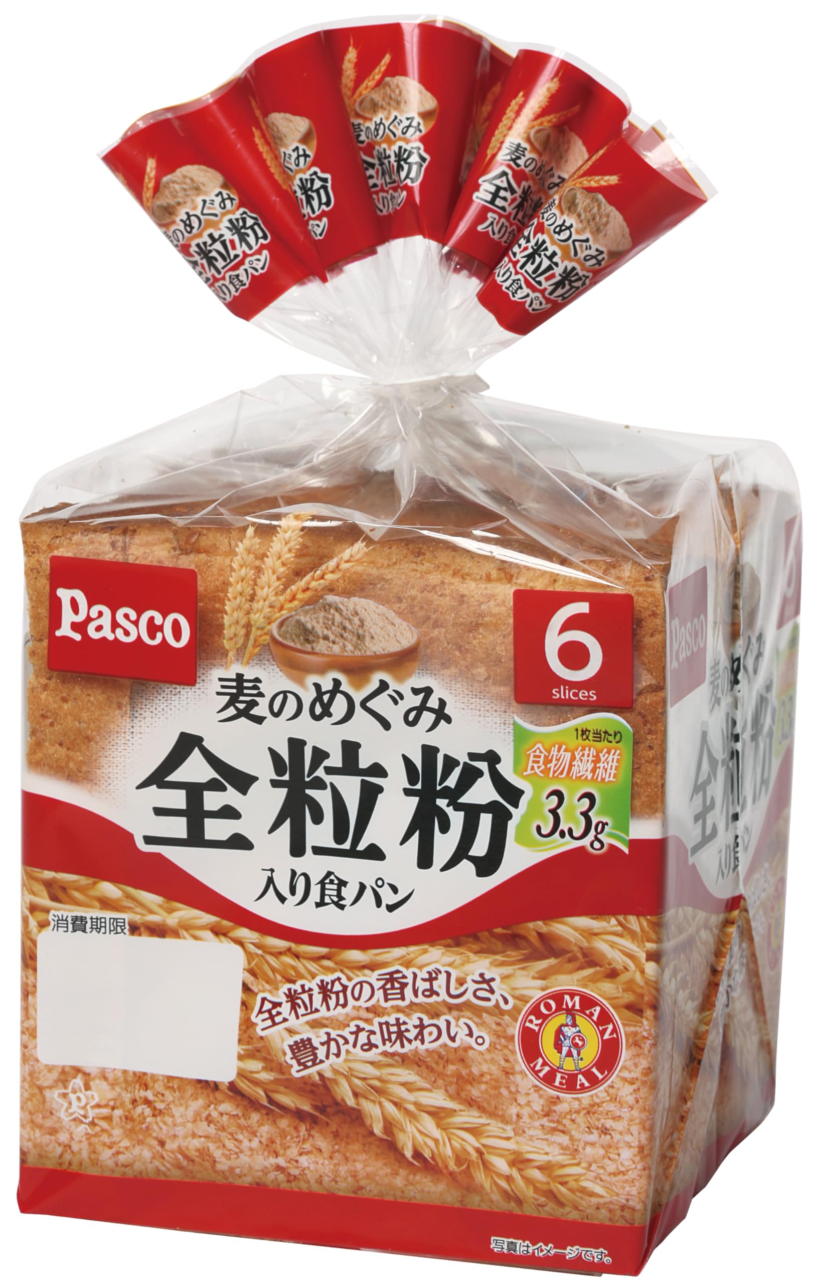 Amazon.co.jp: Pasco(パスコ) 麦のめぐみ 全粒粉入り 食パン 6枚